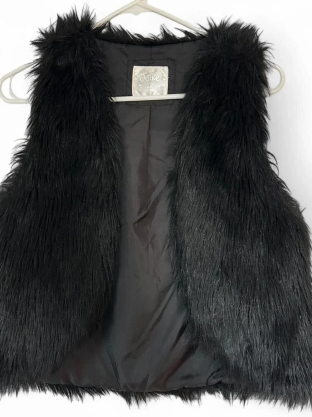 Justice Girls Black Faux Fur Vest
